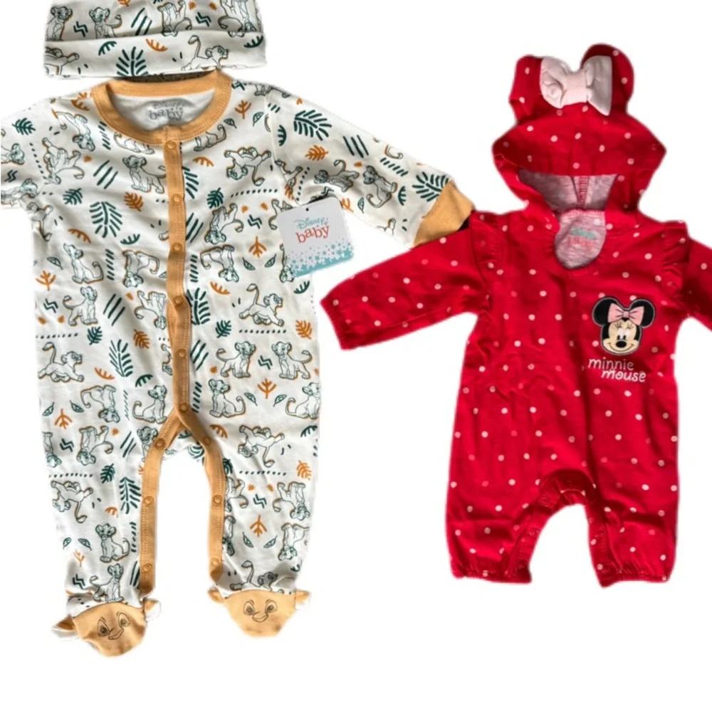 Disney Baby Simba Sleeper (6M) + Minnie Mouse Romper (NB)